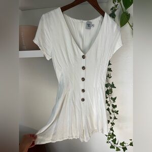 Princess Polly Cream Button-Down Romper